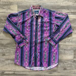 Vintage Wrangler Brushpopper Western Button Shirt Size Large